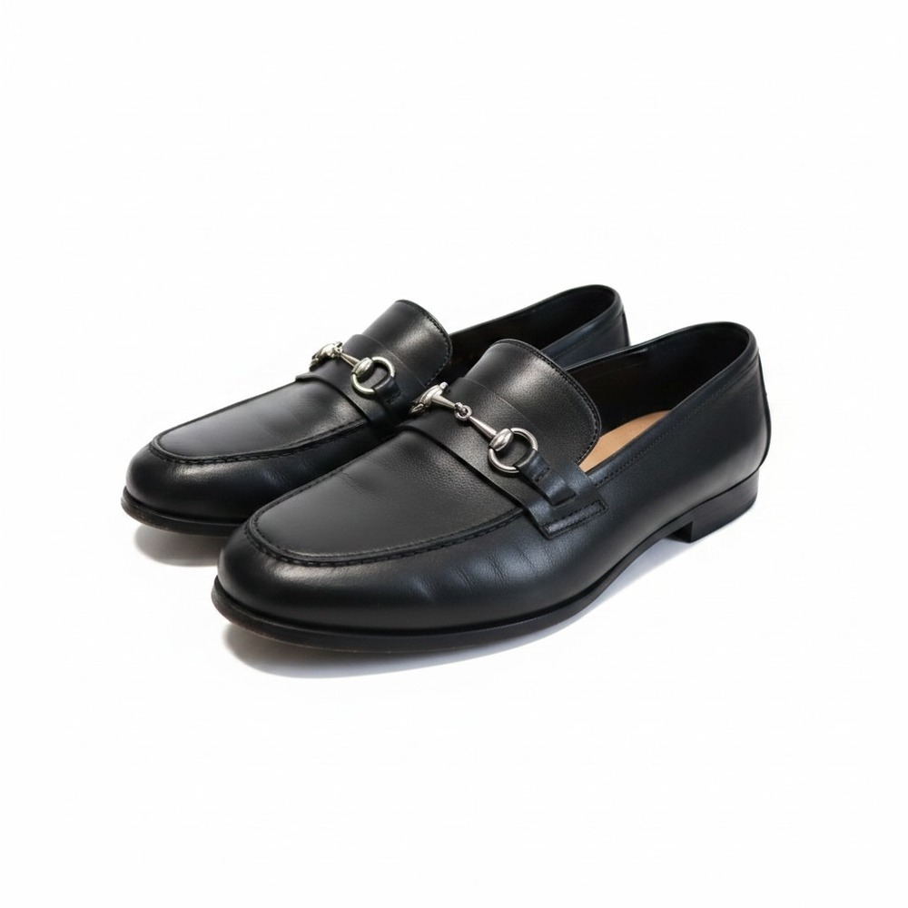Gadea Horsebit Loafers 38 Black Leather Silver Hardware Classic Dark Academia
